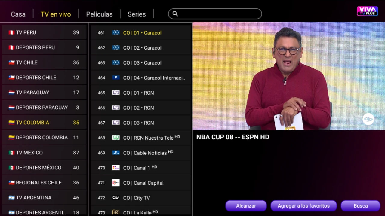 Vista de VIVA TV PLUS